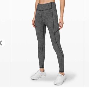 Lululemon Speed Up Tight Size 10 Gray Black Variegated Knit Full On Luxtreme